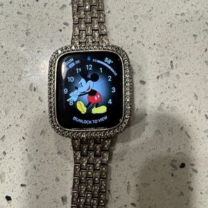 Silver Smartwatch with Mickey Mouse Display